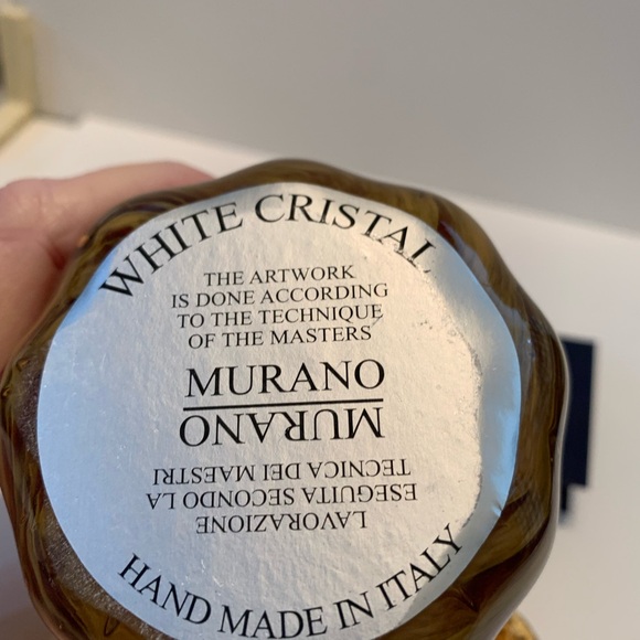 Handmade Small Glass Sculptured Bowl by White Crystal and Marked Made in Italy - Picture 6 of 15